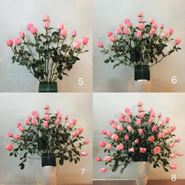 Chỉ với một màu hoa hồng bạn cũng có thể làm không gian trong nhà sung túc, đủ đầy